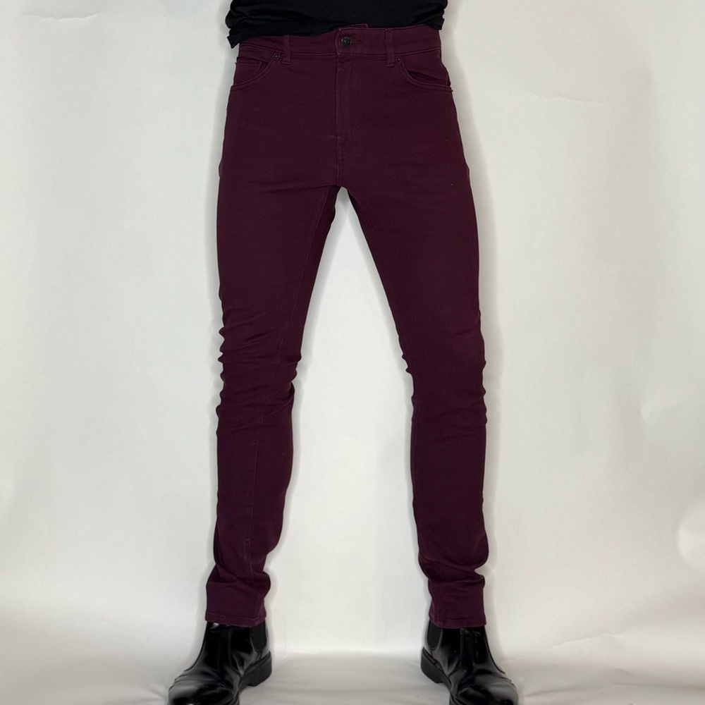 Men's Slim Fit Burgundy Jeans